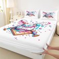 thumbnail image 4 of Castle Fairy Baseball Ice Cream Queen Sheets 4 Pieces, Sport Theme Splash Queen Sheet Sets, Pink Blue White,1 Fitted Sheet, 1 Flat Sheet and 2 Pillowcases, 4 of 6