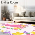 thumbnail image 2 of ODIKA 4'x6' Machine Washable Non-Slip Area Rug, Latch Hook Kit Springtime Bunny Garden Blooms Tapestry Project High Traffic Rug with Pad, Pink, 637620, 2 of 8