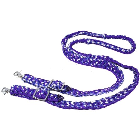 Horse Western Horse Tack Roping Knotted Nylon Braided 8 Ft. Barrel Reins Purple 607521