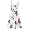 thumbnail image 1 of Robe Évasée Décontractée d'Été pour Femme à Col en V, à Bretelles Spaghetti, avec Poche, Fleurs Noires, G, 1 of 4