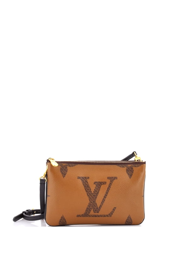 Pre-Owned Double Zip Pochette Reverse Monogram Giant By Rebag