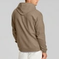 thumbnail image 4 of QHRMKOG Mens Sweatshirt Zip Up Long Sleeve Big and Tall Hooded Fall Lightweight running Fleece Drawstring Oversize Sweaters Casual with Pocket Jacket Light Brown 2XL-Large, 4 of 8