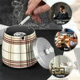 thumbnail image 4 of Yayeee Ashtray with Lid for Cigarette Smokeless Stainless Steel Home Ash Holder, Cream Plaid, 4 of 7