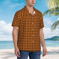 thumbnail image 5 of Daiia Black And Orange Houndstooth Hawaiian Shirt for Men Gentle Cotton Regular Short Sleeve Casual-X-Large, 5 of 9