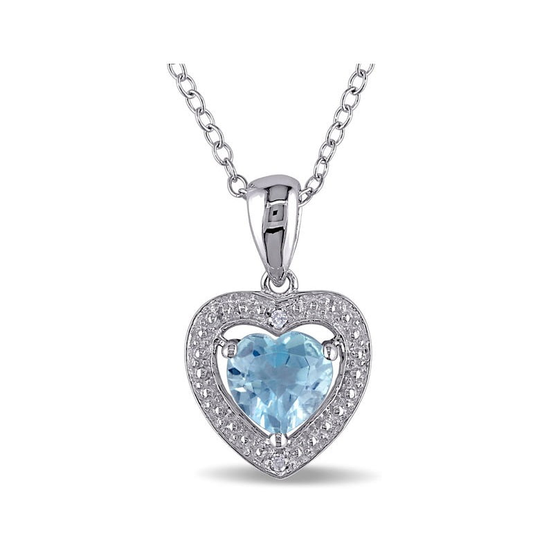 1.00 Carat (ctw) Light Blue Topaz Heart Pendant Necklace in Sterling
