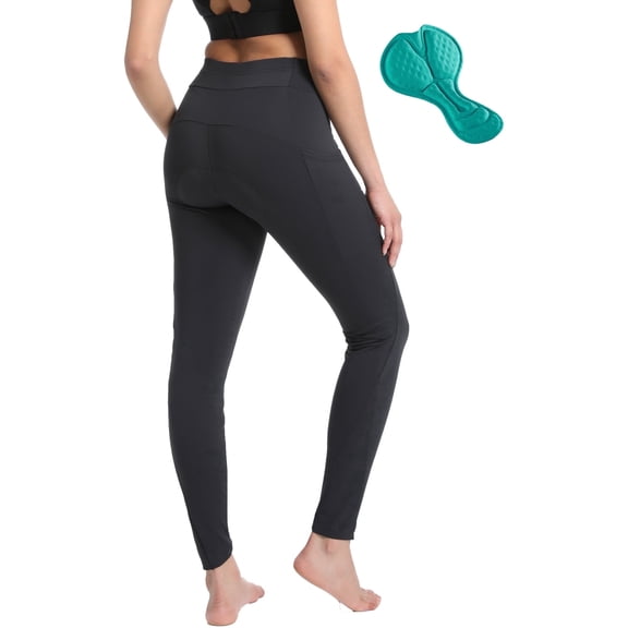 Leopatrix Womens Winter Cycling Pants 4D Padded Bike Thermal Tights Fleece Lined Leggings with Pockets