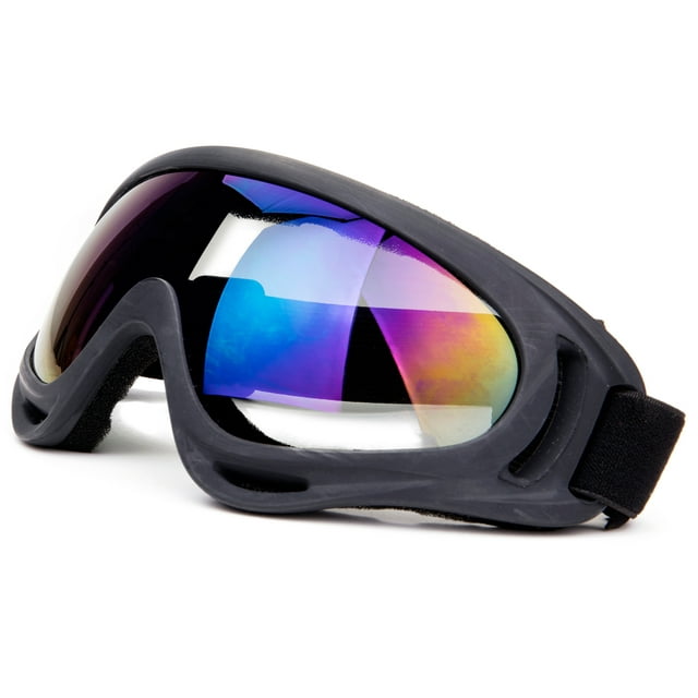 FOCUSSEXY Black and Multi-Color Snowboarding and Skiing Sport Goggles