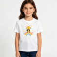 thumbnail image 2 of Girls Graphic Tees Bee Rainbow Star Kids T Shirt Cute Animal 100% Cotton Short Sleeve Soft Tops 4-13Y, 2 of 5