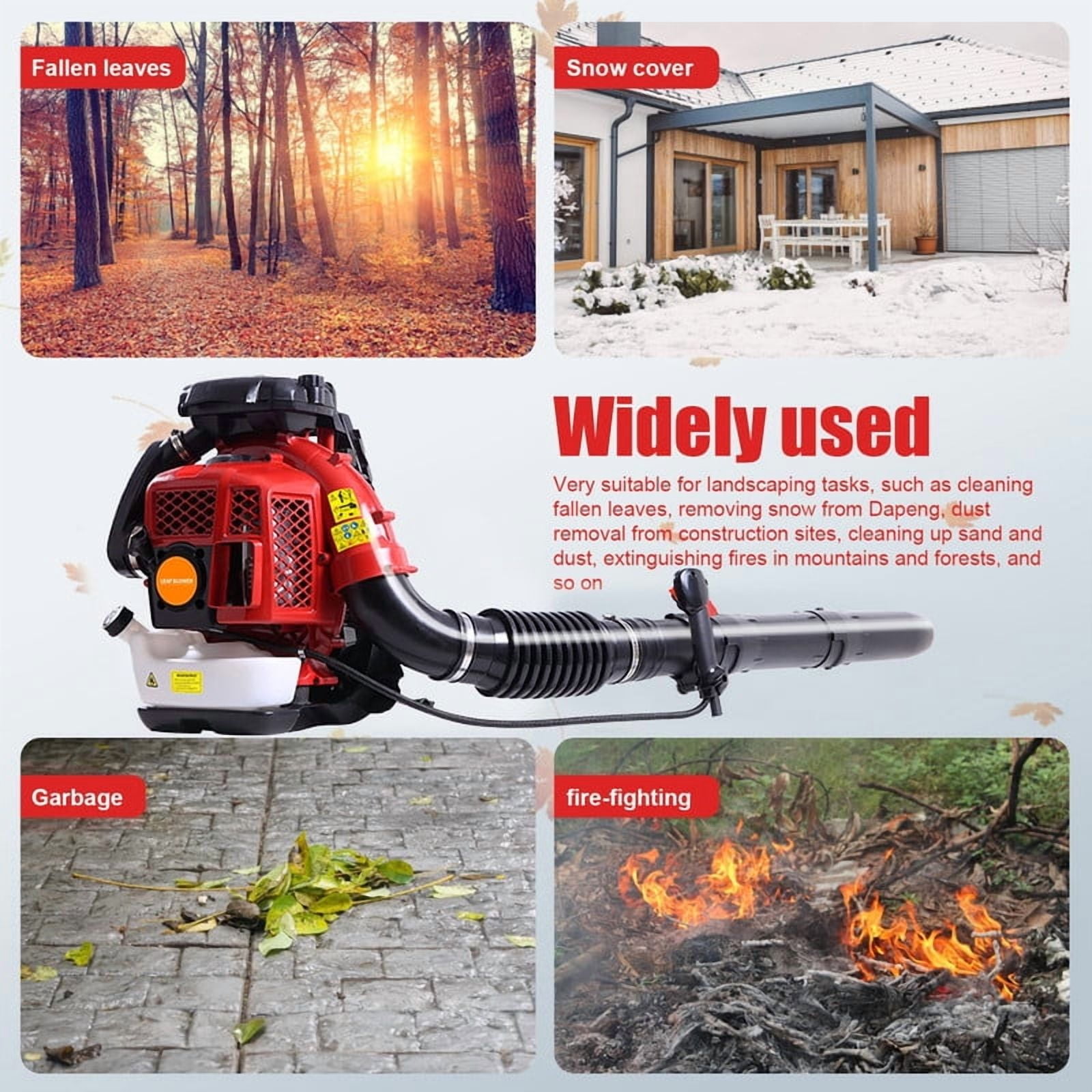 Leaf Blower, Gas Blower, Gas Leaf Blower for Lawn Care, 2-Cycle Engine 900CFM Air Volume Tank Leaf Blower 80CC Gas Powered Backpack Snow Blower