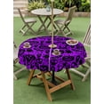 thumbnail image 3 of Outdoor Tablecloth with Umbrella Hole and Zipper, Halloween Round Table Cloth 60 Inch Waterproof Tablecloth, Horror Purple Pumpkin Skull Spiderwebs Picnic Table Cover for Patio Camping, 3 of 7