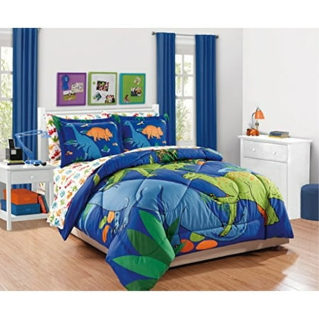Mk Collection 5pc Twin Comforter Set Dinosaurs Blue Green Orange