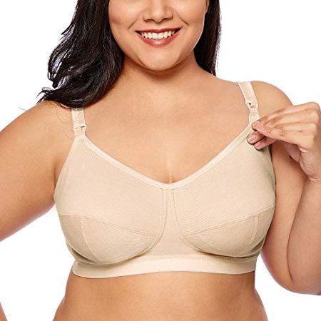 

Gratlin Plus Size Cotton Nursing Bra Women s Breastfeeding Maternity Bra Comfort Support Wireless Beige 44D