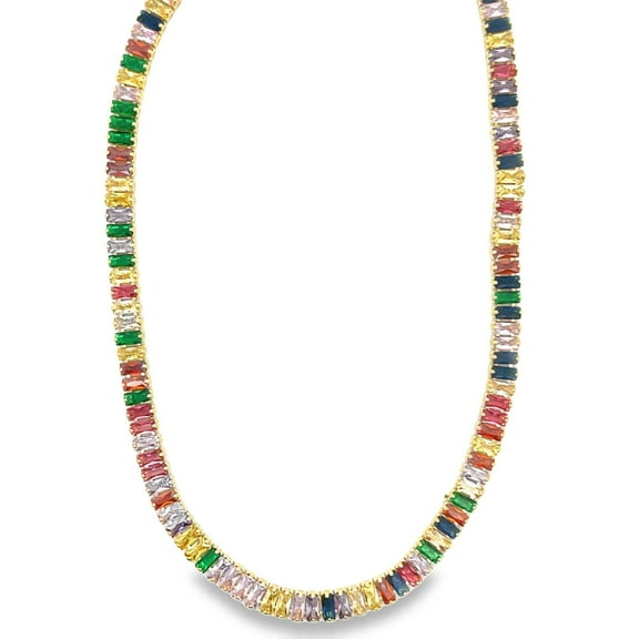 Necklace With Multi Color CZ Cubic Zirconia Stones (G191)
