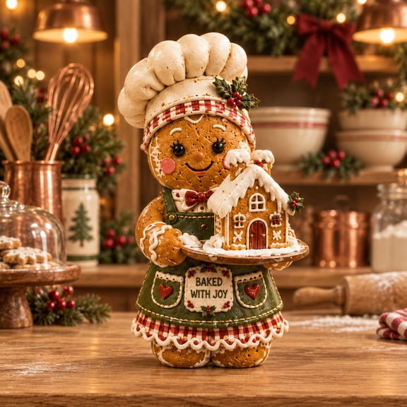 Tabletop Decor, 3 Layer Christmas Gingerbread Baker, Wood Accent for Kitchen Display and Holiday Hosts