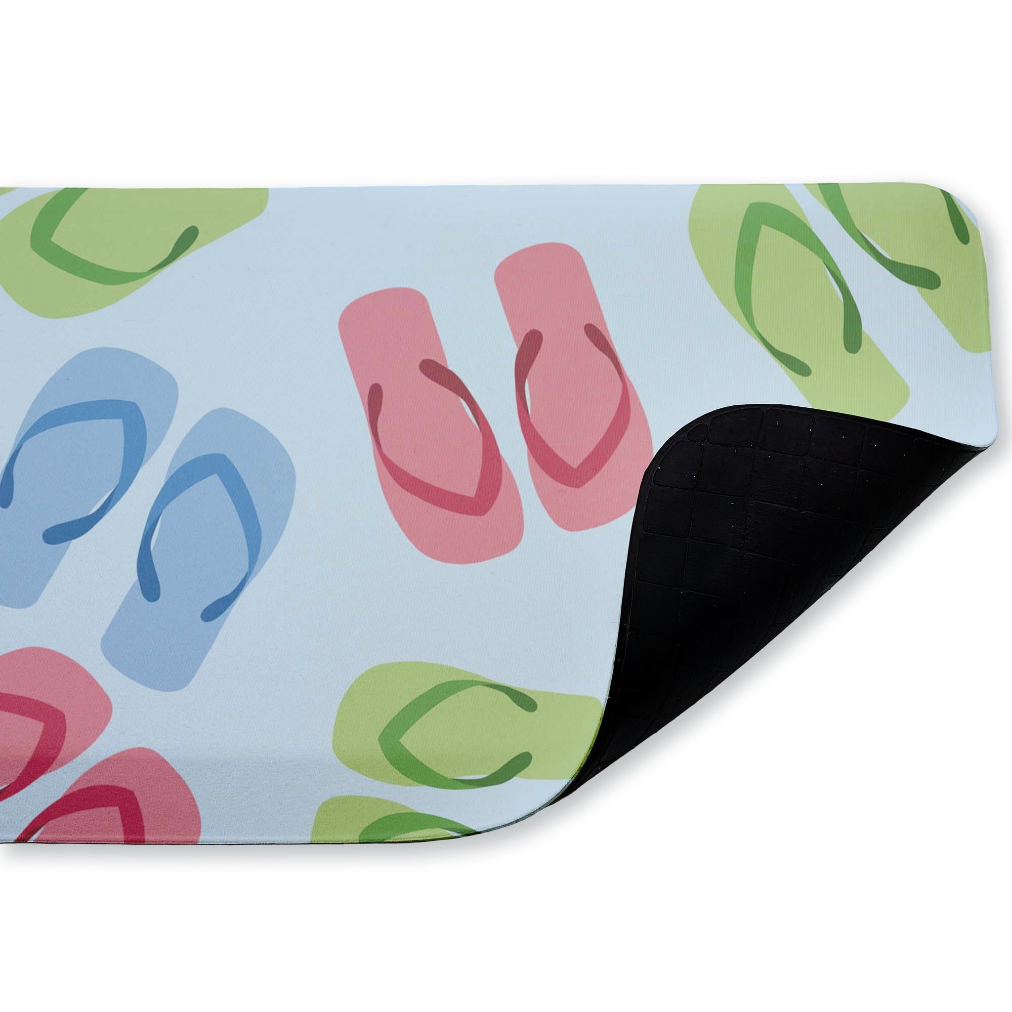 Stupell Industries Colorful Flip Flops on Blue Printed Anti-Fatigue Floor Mat, design by Lil' Rue