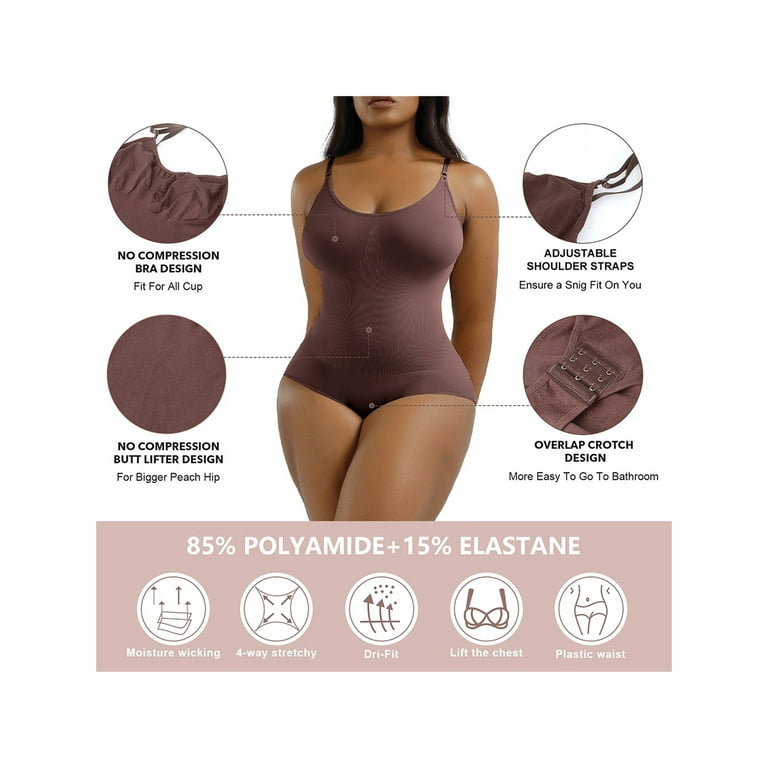Women String Thong Seamless Bodysuit Shaper Ribbed One Piece Thong Body  Shaper Women Removable Straps Tummy