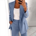 thumbnail image 5 of Blazer for Women Open Front Long Elegant Button Down Cardigan Notched Lapel Loose Business Office Jacket Casual Long Sleeve Work Light Blue XL, 5 of 7