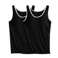 thumbnail image 1 of TIMIFIS Débardeurs de Yoga pour Femmes Noirs en Modal avec Soutien-Gorge Intégré Rembourré Hauts d'Été Col Rond Camisoles Sans Manches Couche sous-Maillots Lot de 2, 1 of 2