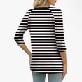 thumbnail image 5 of Cilsoka Women's 3/4 Length Sleeve Tops Dressy Henley Button Striped V Neck Raglan T Shirts Trendy Summer Casual Loose Fit Work Blouse, 5 of 6