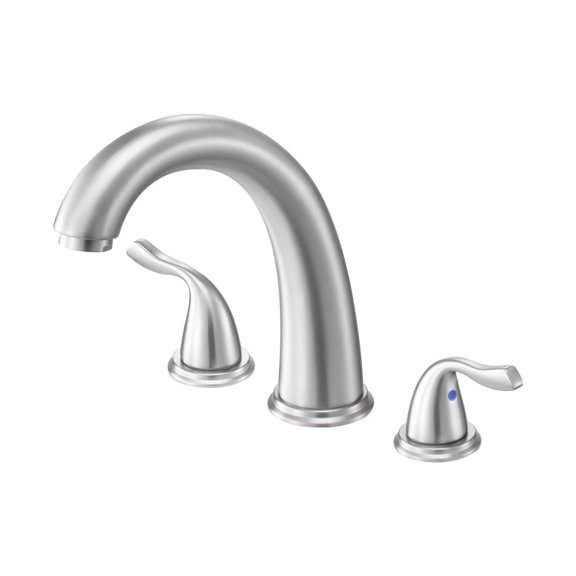 Roman Tub Faucet 3 Hole, Waterfall Bathtub Faucet with Handles, Deck Mount Tub Spout, Brushed Stainless Steel, High Arc Bathroom Faucet for Adult Bath