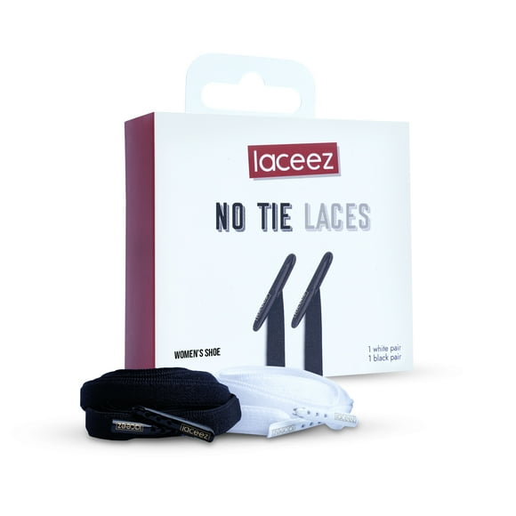 Laceez No Tie Shoe Laces for Women, Pair of Black & White Elastic Shoe Laces for Adults Sneakers Shoes for Smart look