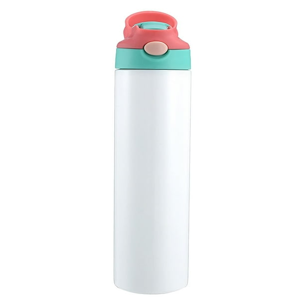 Botella de agua personalizada de acero inoxidable con aislamiento de 20 oz y tapa con pajita - Vaso infantil con nombre personalizado para viajes escolares de 600 ml