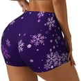 thumbnail image 1 of Fotbe Crystal Purple Snowflake Shorts Sin Costuras – Shorts Deportivos de Cintura Alta para Mujer, Elásticos para Gimnasio, Yoga, Running o Ciclismo-Medium, 1 of 8