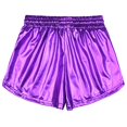 thumbnail image 2 of Shorts metálicos holográficos púrpura profundo para mujer, 2 of 7