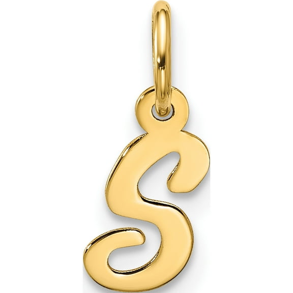 10K Yellow Gold Small Script Initial S Charm (Width 4.7) (Length 16.55) - Jbsp