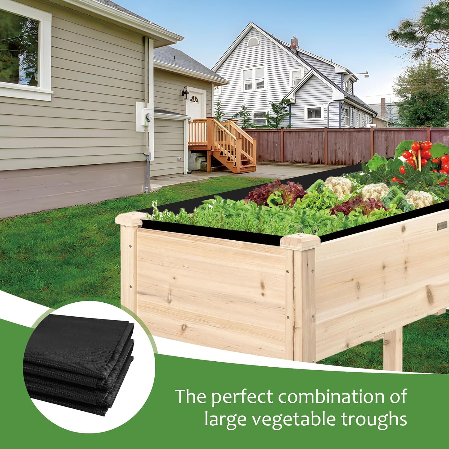 Raised Garden Bed Liner,1pack of Black Plant Container Liner,5.31x9.51ft Portable Non Woven Fabric Mat for Garden Fence