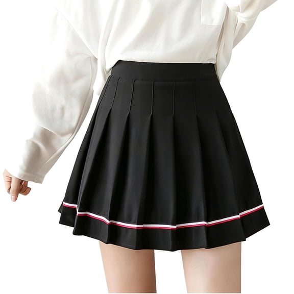DHFJKG Womens Skirts Striped Pleated Mini Cheer Skirt Preppy Style Casual Short Skater Comfort Skirt