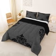 thumbnail image 2 of jejeloiu Moody Damask Queen Comforter Set,Vintage Print Comforter Sets Queen For Adults,Gray Black,Black Reversible,3pcs,1 Comforter and 2 Pillowcases, 2 of 7