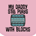 thumbnail image 4 of Inktastic Auto Mechanic Daddy Still Plays with Blocks Boys or Girls Baby Bib, 4 of 4