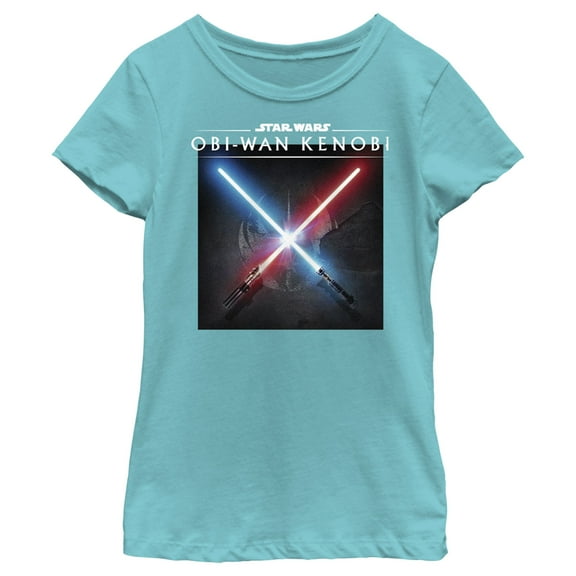 Girl's Star Wars: Obi-Wan Kenobi Lightsaber Dark Side vs Jedi Clash  Graphic Tee Tahiti Blue X Small