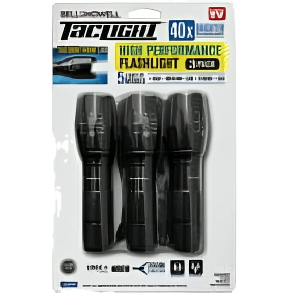Bell Howell Taclight Tactical Flashlight 3 Pack – Waterproof & Weatherproof Aircraft Grade Aluminum Construction, 5 Light Modes with 50,000 Hour Cree LEDs, 40x Brighter – As Seen on TV