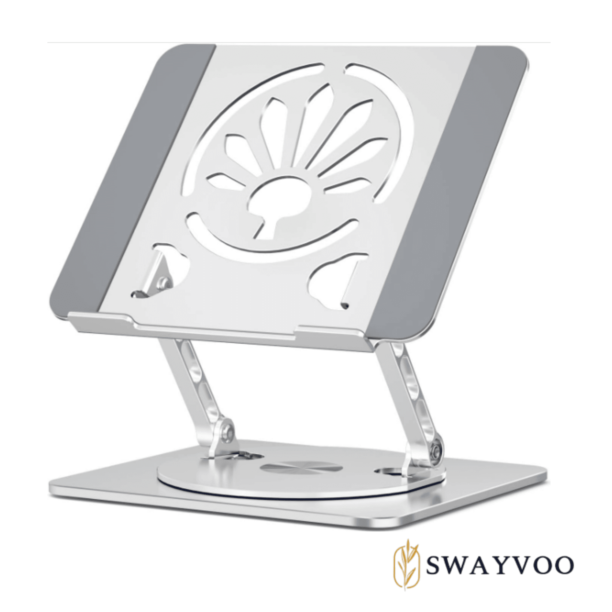 Swayvoo Laptop Stand for Desk, 360° Rotating Ergonomic Laptop Holder — Height Adjustable Foldable Aluminum Computer Stand Compatible with MacBook, Dell, HP, Lenovo, 10–16 Inch Laptops