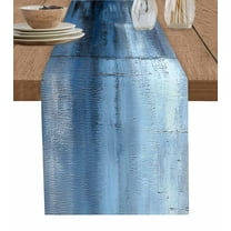 Abstract Blue Table Runner-Cotton Linen- 60 Inch Holiday Dresser Scarves, Retro Black Modern Minimalist Street Art Tablerunner for Kitchen Coffee/Dining Bedroom Living Room Dinner Scarf Décor 13x60