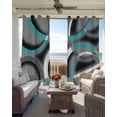 thumbnail image 4 of Blackout Curtains for Bedroom, Turquoise Geometric Room Darkening Window Drapes for Living Room, Grey Classic Abstract Lines Striped Thermal Insulated Grommet Curtains, 27.5x39 inch, 2 Panels, 4 of 9