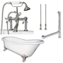 Cambridge Plumbing ST61-463D-6-PKG-CP-7DH Cast Iron Slipper Clawfoot Tub- Polished Chrome - 61 x 30 in.