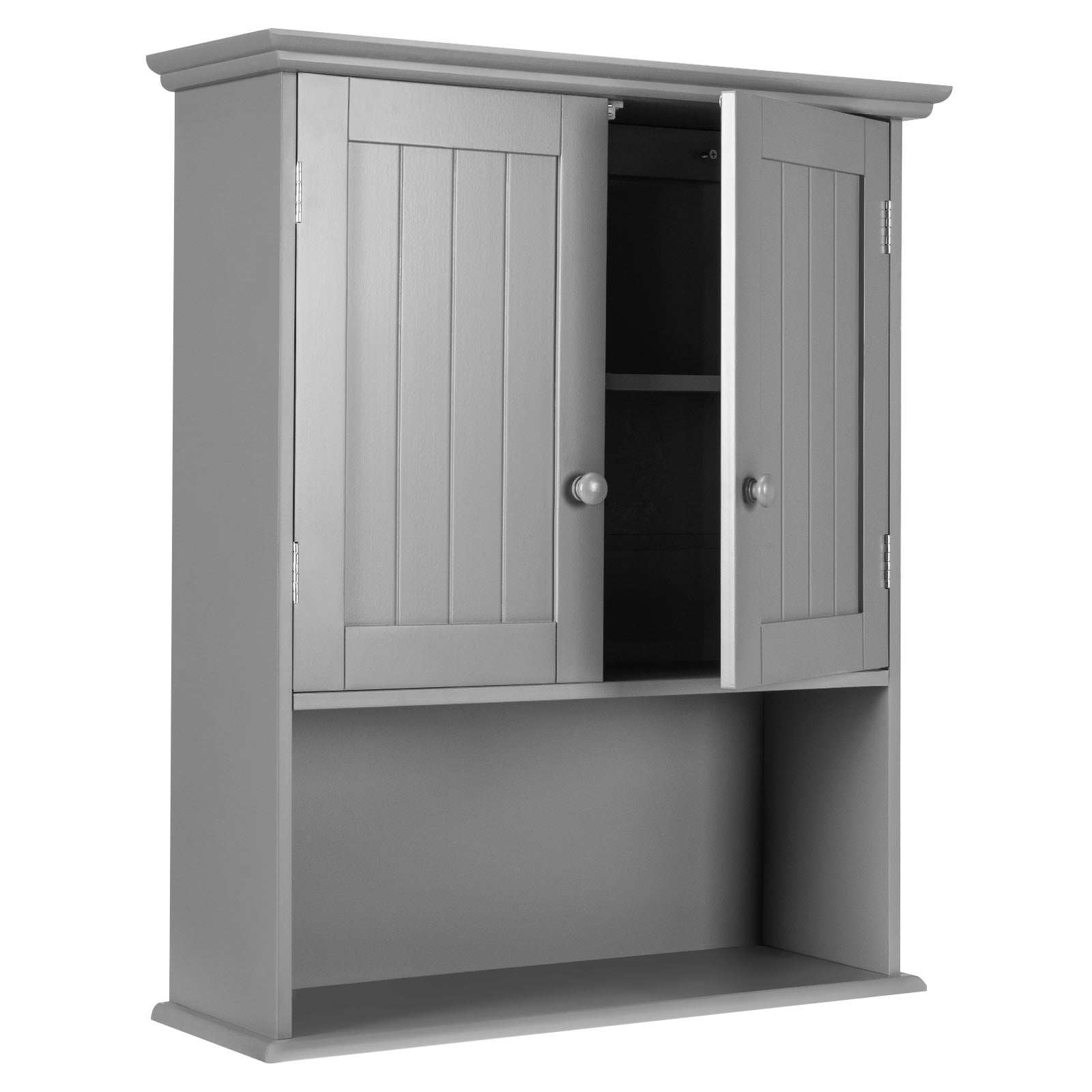 Topbuy Wall Mounted Bathroom Cabinet Medicine Cabinet Storage Organizer with 2 Doors & Adjustable Shelf Grey