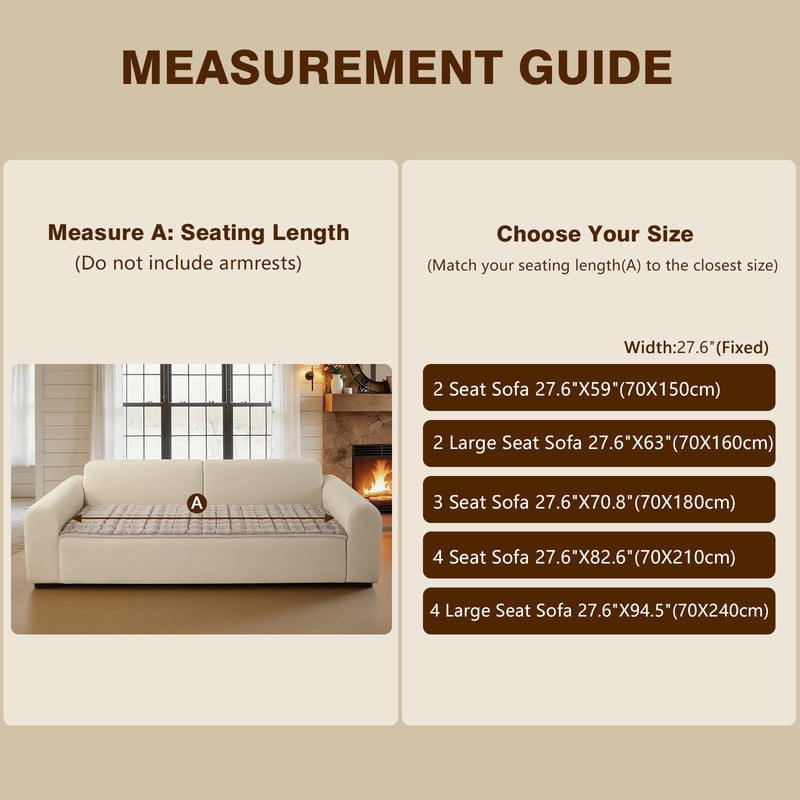 OHSIO Couch Cover for Pets, Non-Slip Fuzzy Sofa Slipcover, Washable Soft Sofa Protector for Couch Sofa and Sectional (Light Brown, 27.6'' x 70.8'')