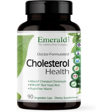 Emerald Labs Cholesterol Health with Flush-Free Niacin, CoQ10, Red Yeast Rice to Support Healthy Cholesterol Levels, Heart Health Support, and Blood Circulation Support - 90 Vegetable Capsules
