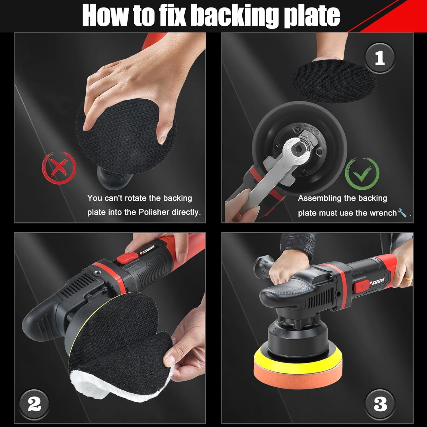 Buffer Polisher,6 inch Dual Action Polisher,Random Buffer Polisher kit with 6 Variable Speed 1000-4500rpm,Detachable Handle,4 Buffing Pads for  detailing Polishing and Waxing