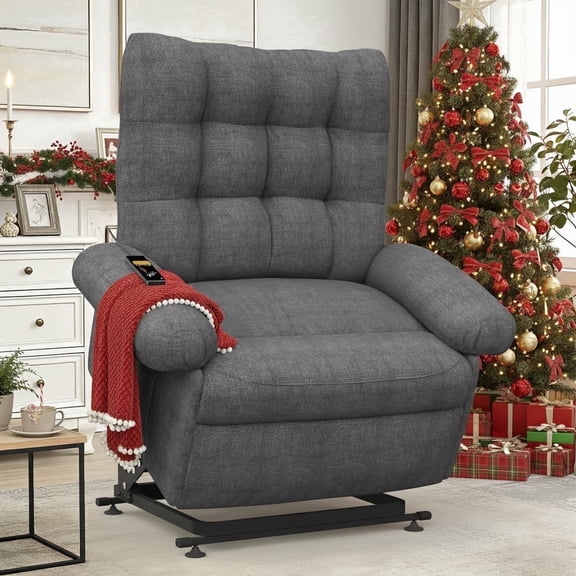 Power Lift Recliner Chair for Elderly, UHOMEPRO 3 Motor Electric Lift Chair with Independent Backrest, Footrest and Lift Control, Infinite Position Stand Assist Recliner for Living Room, Gray