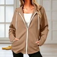 thumbnail image 4 of cocolona Hoodies for Women Solid Color Long Sleeve Fall Winter Drawstring Sweatshirts Loose Casual Zipper Jackets with Pockets, 4 of 5