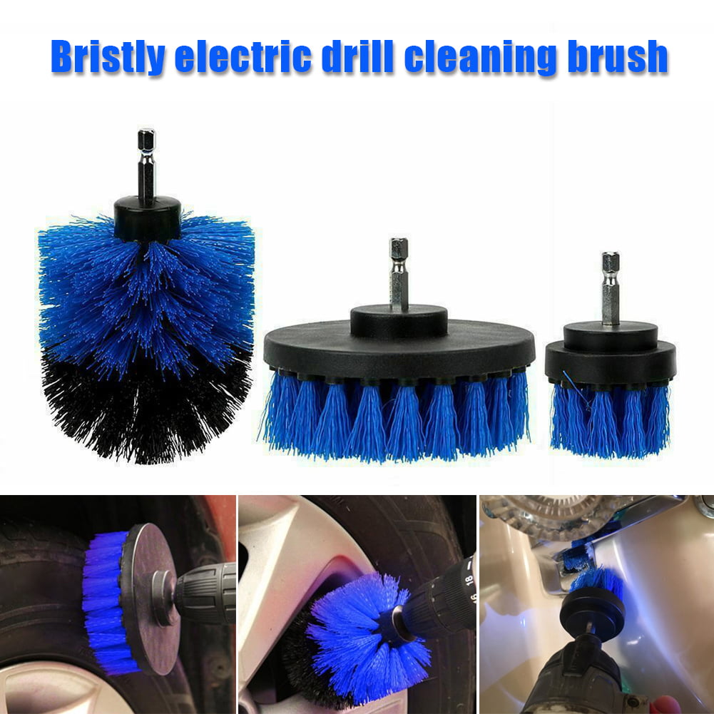 3PCS Car Wash Brush Cleaner Hard Bristle Drill Auto Detailing Cleaning Tools 