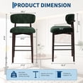thumbnail image 2 of Memoryfield Upholstered Bar Stools Set of 4, Counter Height Barstools, Linen Fabric Curved Back, Kitchen Island & Dining Room, Green, 2 of 9