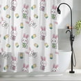 thumbnail image 2 of Easter Bunny Small Stall Shower Curtain, Waterproof Shower Curtains for Bathroom, Cute Rabbits Green Eggs Spring Tulips Washable Fabric Bath Curtain for Bathtub Decoration with Hooks 36x78 Inches, 2 of 9