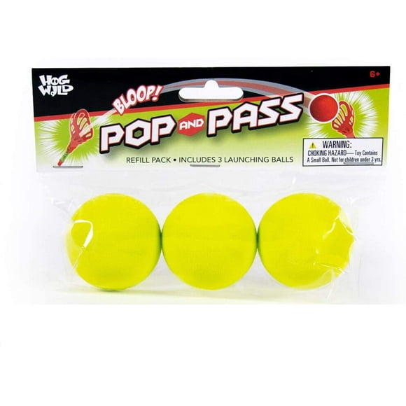Hog Wild Refill Pack for Pop & Pass Outdoor Game - includes 3 Soft Foam Balls for Use with Pop & Pass Launchers