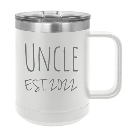 

Uncle Est. 2022 Established Stainless Steel Vacuum Insulated 15 Oz Engraved Double-Walled Travel Coffee Mug with Slider Lid